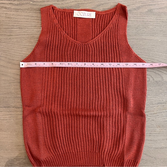 NWT SMALL RUST Sweater Tank Ribbed Sweater Shell Cami Tank Top Cotton Cashmere - Picture 7 of 8